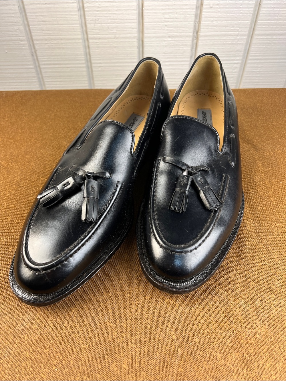 Johnston & Murphy Black Leather Tassel Loafers